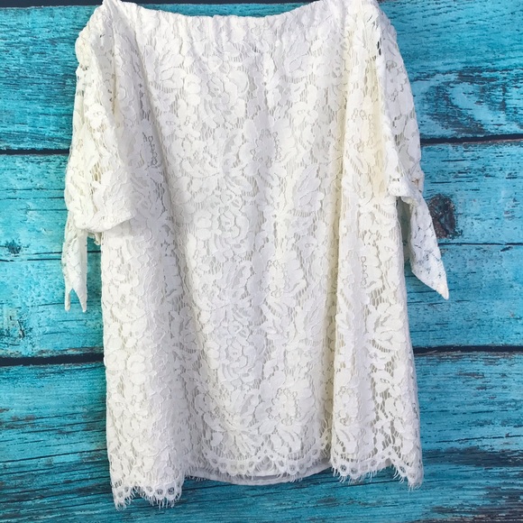 Miss Chievious Lace Cream Off Shoulder Boho Blouse - Picture 7 of 8
